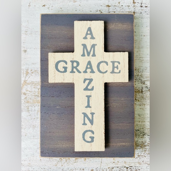 *Amazing Grace Layered Wooden Cross Block - Picture 5 of 15